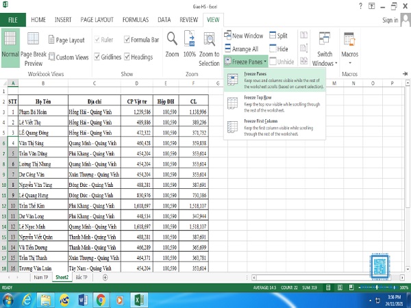 cach co dinh hang trong excel dellfcvietnam 2