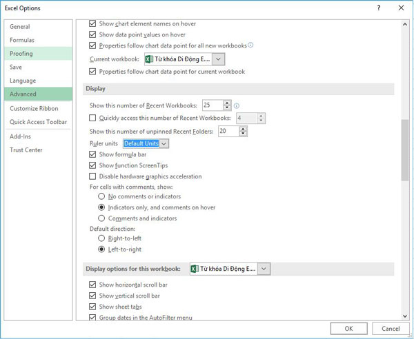 căn lề trong excel