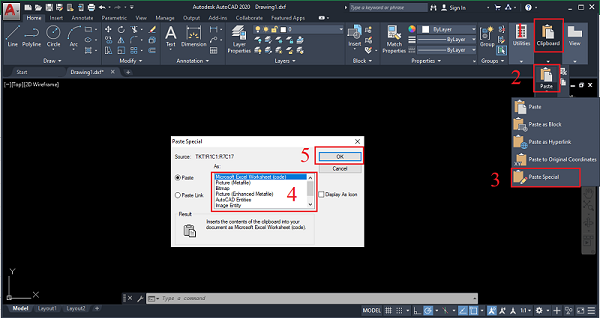 chuyển excel sang cad