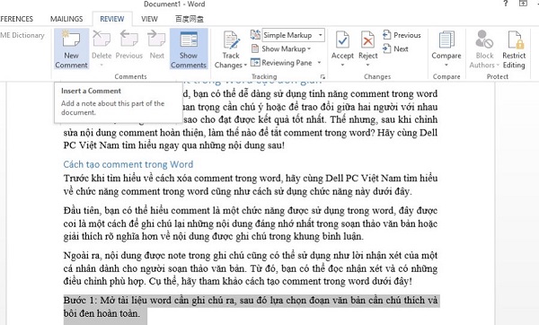 tat comment trong word dellfcvietnam 2