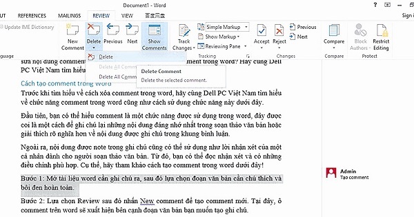 tat comment trong word dellfcvietnam 5