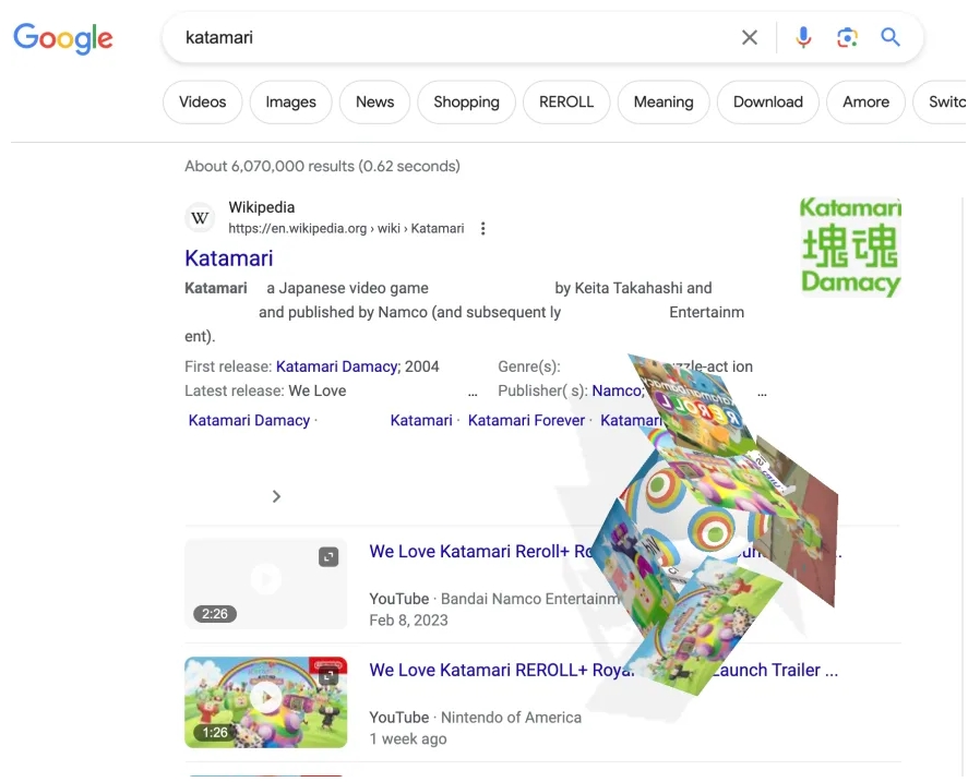katamari damacy cua google cho phep ban cuon trang ket qua tim kiem congngheaz