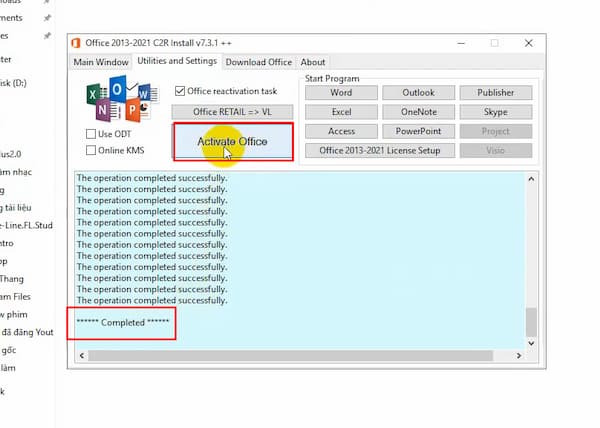 Huong dan active office 2021 bang tool c2r congngheaz 1